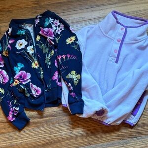 Floral Bomber Jacket and Lavender Fleece Pullover- lot of 2 for Girls